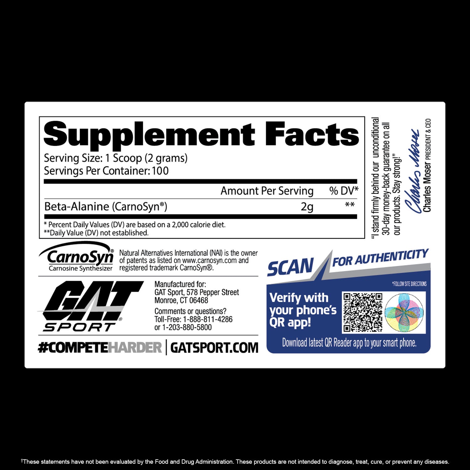 BETA-ALANINE Supplement Facts