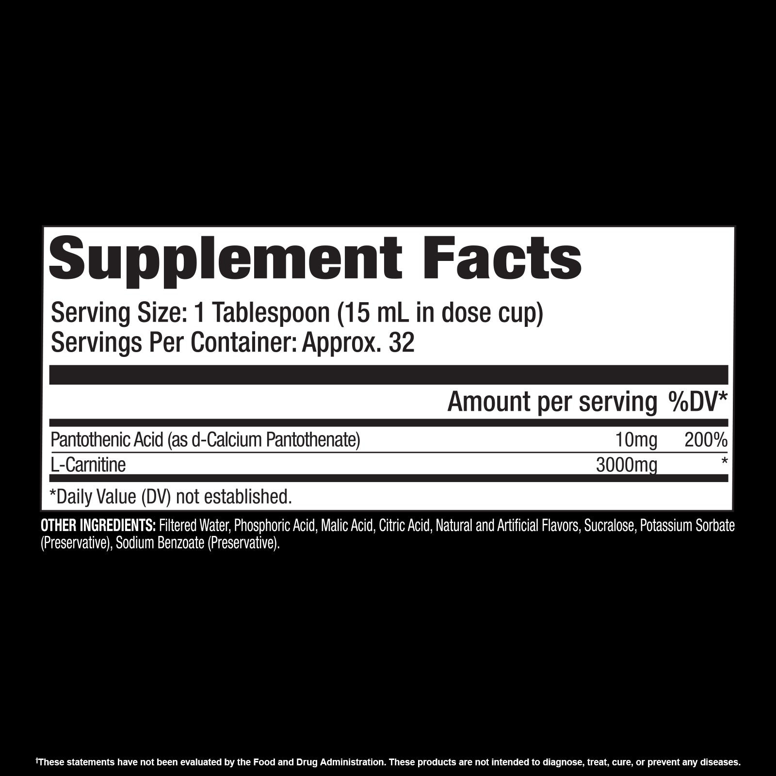 L-CARNITINE LIQUID 3000MG Supplement Facts