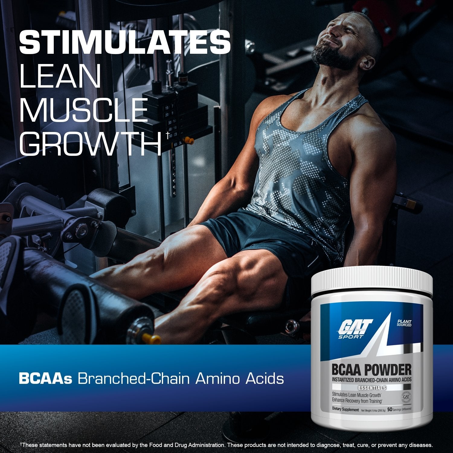 GAT SPORT BCAA POWDER - 266g - stimulates lean muscle growth