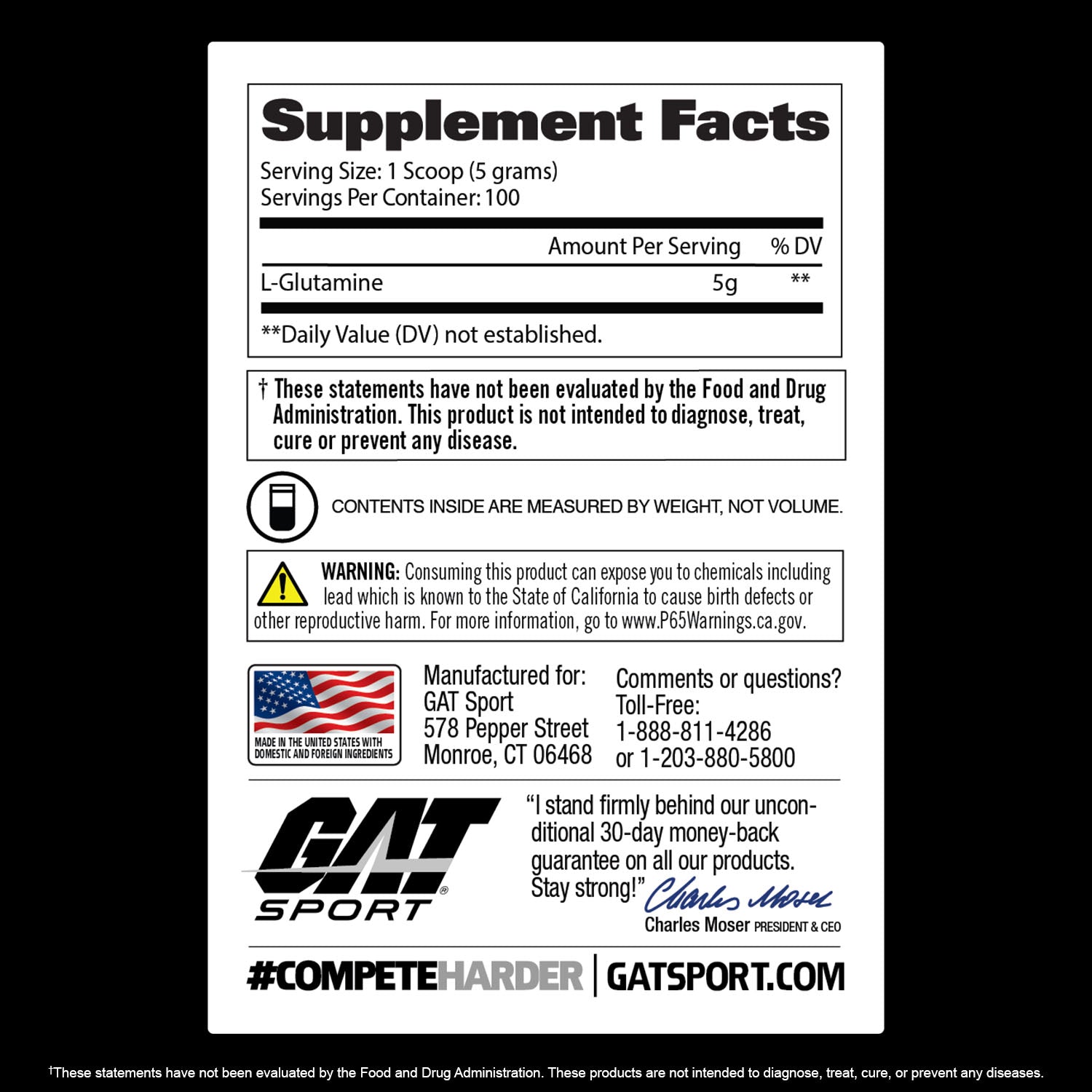 L-GLUTAMINE Supplement Facts