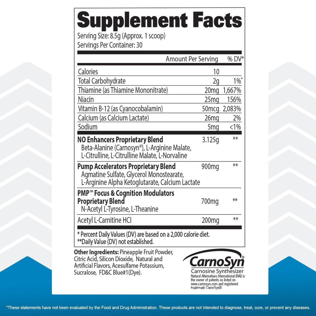 GAT SPORT PMP Pre-Workout - supplement facts