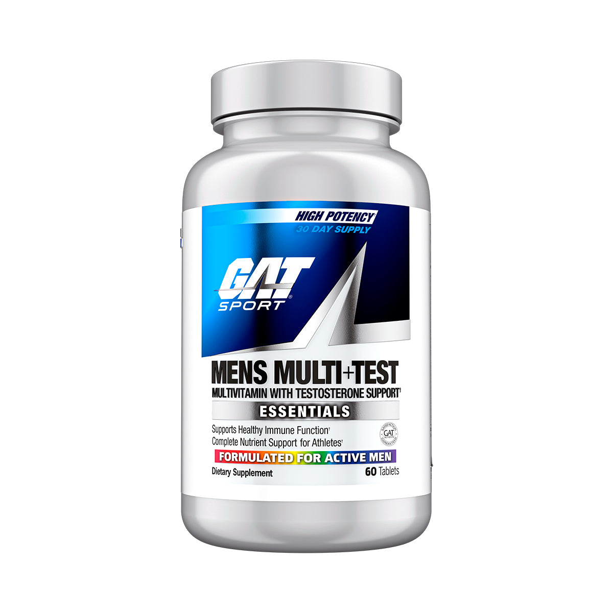GAT Sport Men's Multi+Test supplement bottle on a white background