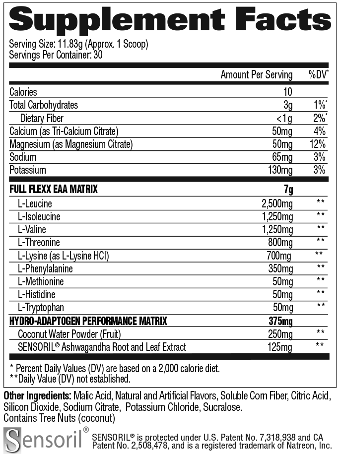FLEXX EAAs Supplement Facts