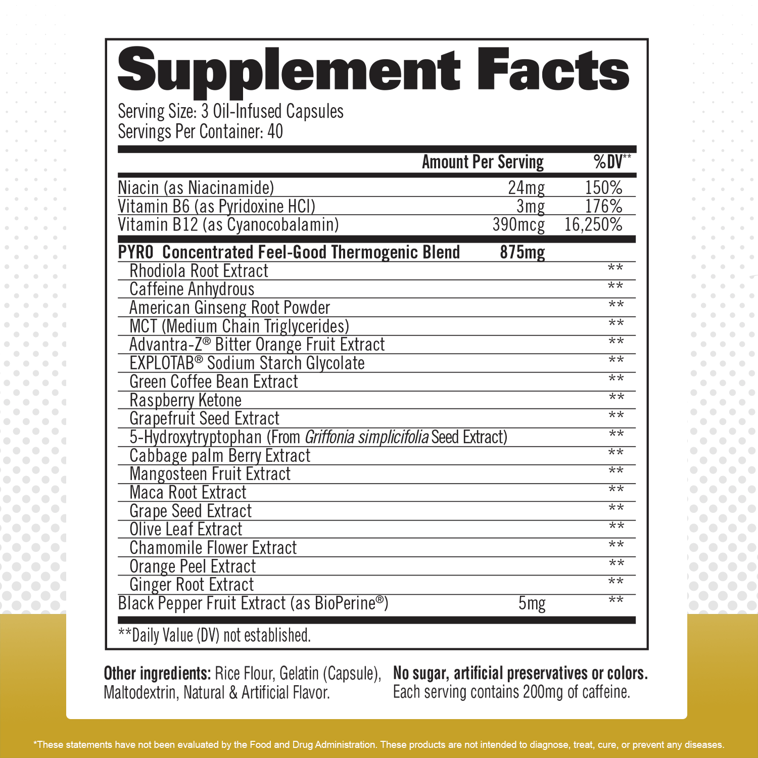 JETFUEL PYRO - supplement facts